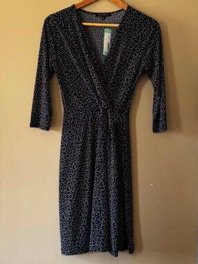 Hailey 23 Faux Wrap Dress | Navy Polka Dot | Size S | New With Tags